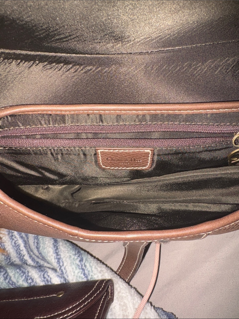 Vintage Dior Dark Brown Leather Saddle Shoulder Bag with Matching Wallet - Picture 5 of 9